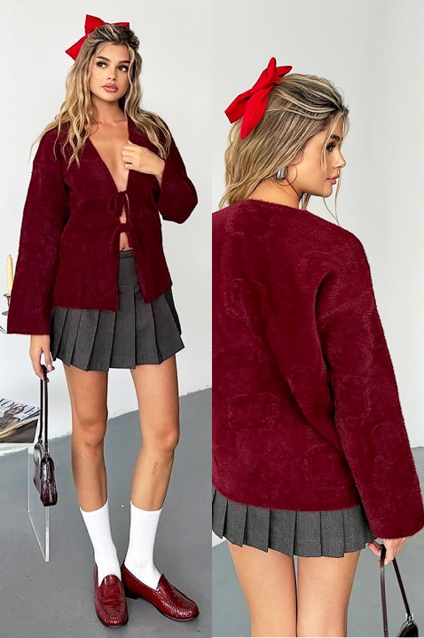 Ζακέτα PLAVINZA, Χρώμα: μπορντό, IVET.EU - Εκπτώσεις έως -80%