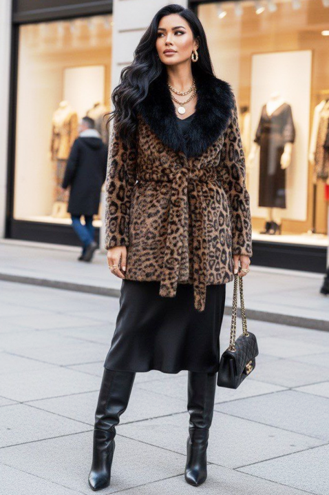 Παλτό KATELINDA, Χρώμα: λεοπάρ, IVET.EU - Εκπτώσεις έως -80%