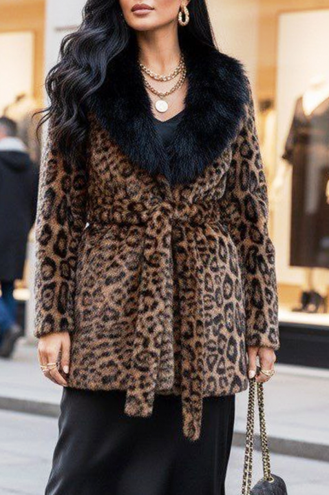 Παλτό KATELINDA, Χρώμα: λεοπάρ, IVET.EU - Εκπτώσεις έως -80%
