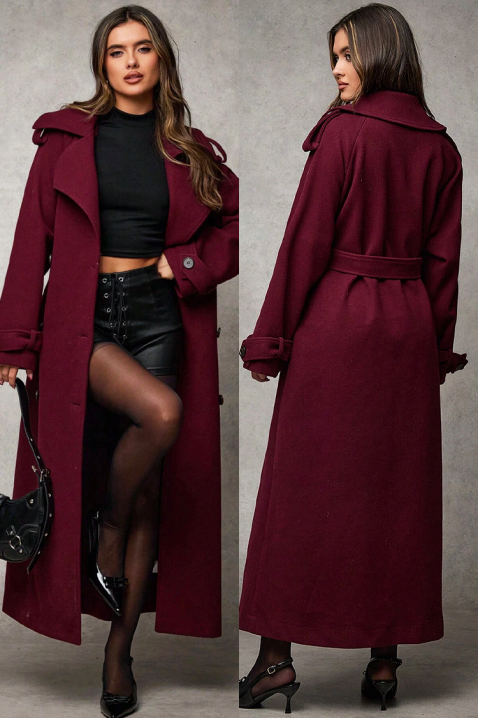 Παλτό PREMIELA BORDO, Χρώμα: μπορντό, IVET.EU - Εκπτώσεις έως -80%