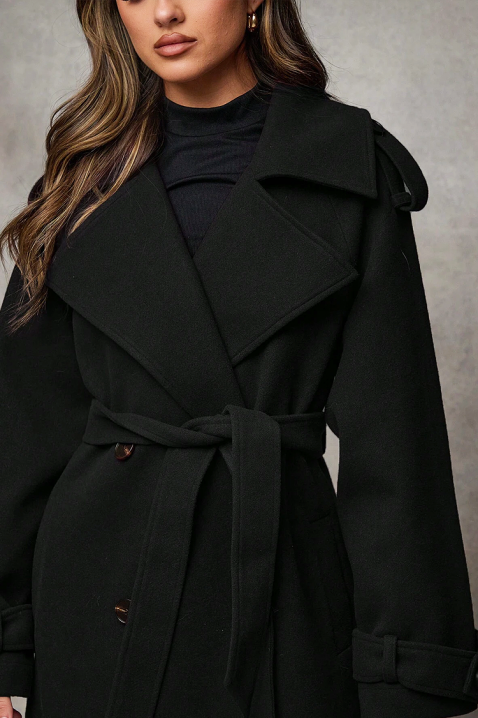 Παλτό PREMIELA BLACK, Χρώμα: μαύρο, IVET.EU - Εκπτώσεις έως -80%