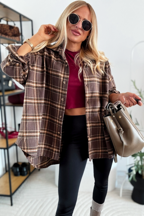 Γυναικείο πουκάμισο ZARDELDA, Χρώμα: καφέ, IVET.EU - Εκπτώσεις έως -80%