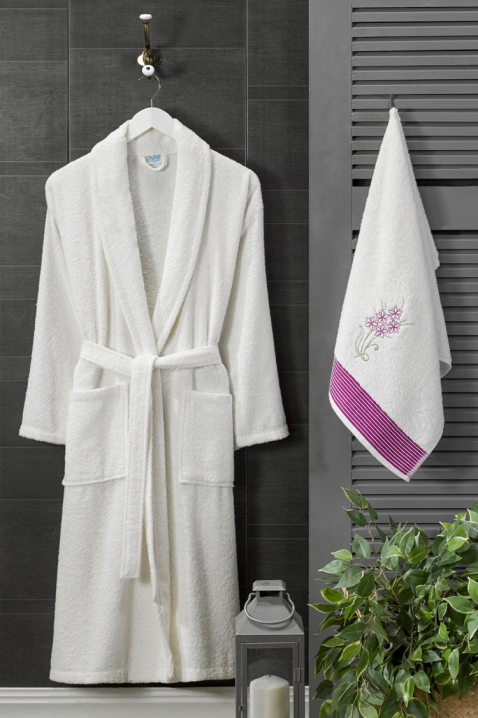 Σετ μπουρνούζι και πετσέτα DRONEIFA WHITE, Χρώμα: άσπρο, IVET.EU - Εκπτώσεις έως -80%