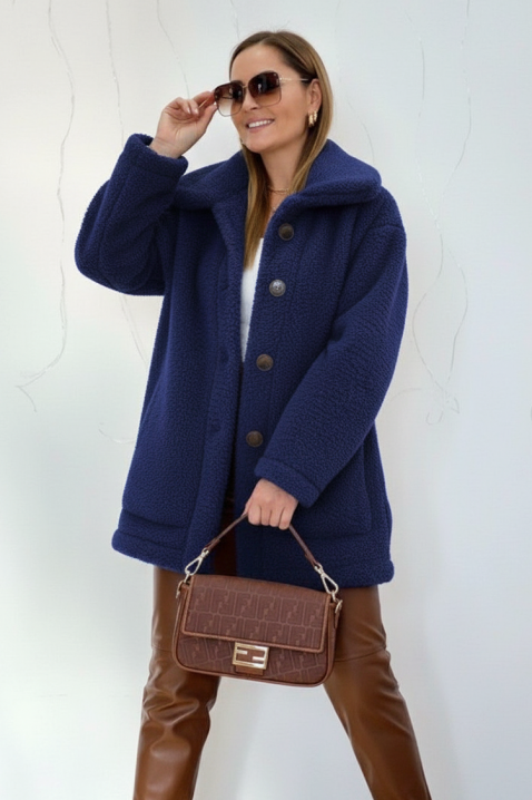 Παλτό RELEVA NAVY, Χρώμα: σκούρο μπλε, IVET.EU - Εκπτώσεις έως -80%