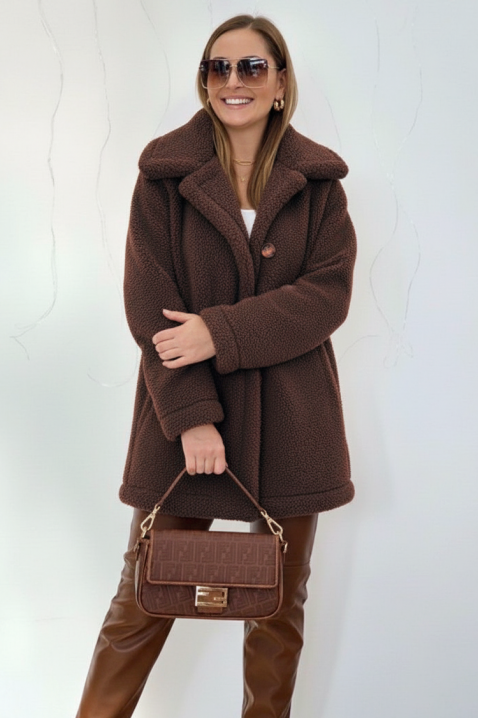 Παλτό RELEVA BROWN, Χρώμα: καφέ, IVET.EU - Εκπτώσεις έως -80%