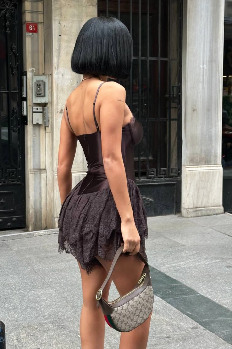 Φόρεμα FABRINZA BROWN, Χρώμα: καφέ, IVET.EU - Εκπτώσεις έως -80%