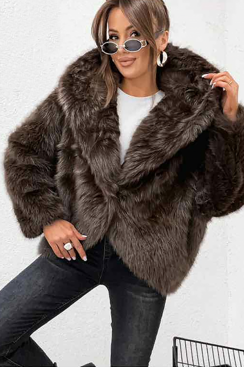 Παλτό BANRIOLA BROWN, Χρώμα: καφέ, IVET.EU - Εκπτώσεις έως -80%