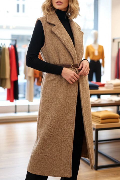 Γιλέκο SILVILZA, Χρώμα: μπεζ, IVET.EU - Εκπτώσεις έως -80%