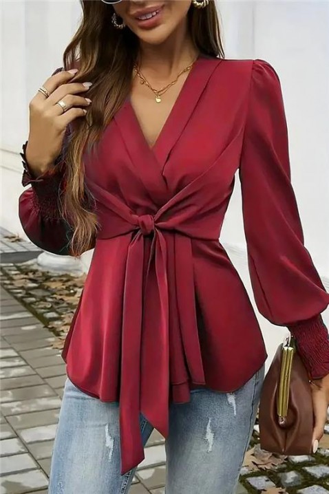 Γυναικεία μπλούζα GIRFOLZA BORDO, Χρώμα: μπορντό, IVET.EU - Εκπτώσεις έως -80%