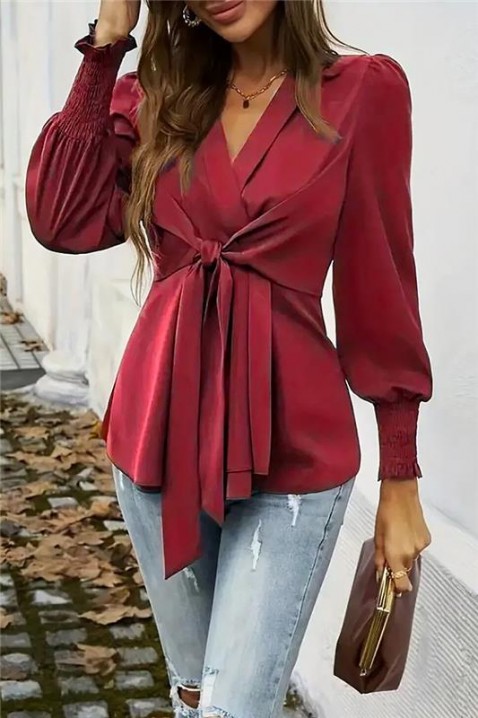 Γυναικεία μπλούζα GIRFOLZA BORDO, Χρώμα: μπορντό, IVET.EU - Εκπτώσεις έως -80%