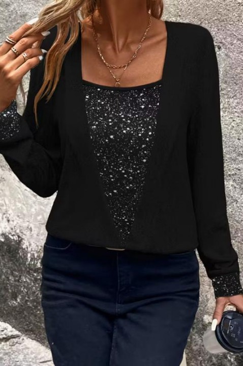 Γυναικεία μπλούζα FLILONZA BLACK, Χρώμα: μαύρο, IVET.EU - Εκπτώσεις έως -80%