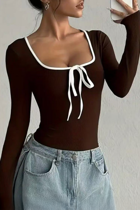 Γυναικεία μπλούζα VRIONZA BROWN, Χρώμα: καφέ, IVET.EU - Εκπτώσεις έως -80%