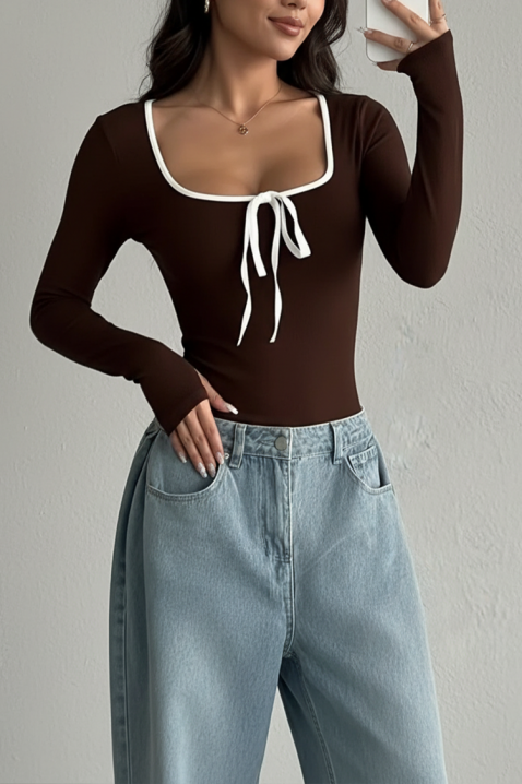 Γυναικεία μπλούζα VRIONZA BROWN, Χρώμα: καφέ, IVET.EU - Εκπτώσεις έως -80%