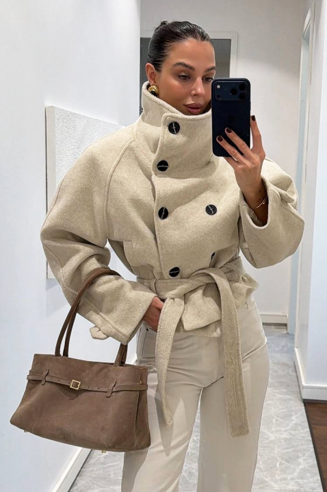 Παλτό GREIONA ECRU, Χρώμα: εκρού, IVET.EU - Εκπτώσεις έως -80%