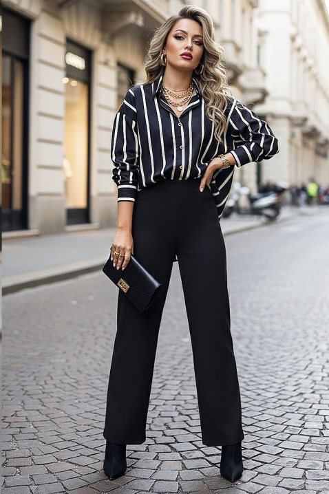 Γυναικείο πουκάμισο ALEZANDA BLACK, Χρώμα: μαύρο, IVET.EU - Εκπτώσεις έως -80%