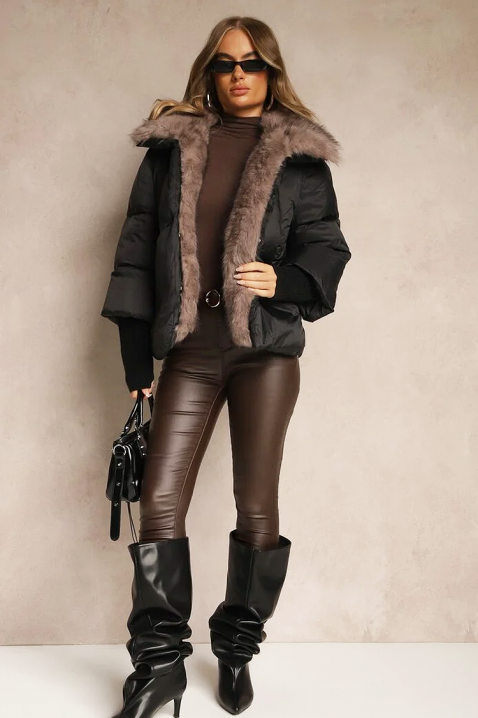 Μπουφάν SIBRINZA BLACK, Χρώμα: μαύρο, IVET.EU - Εκπτώσεις έως -80%