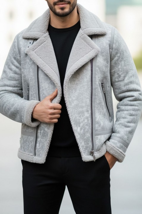 Ανδρικό μπουφάν BERMENGO, Χρώμα: ανοιχτό γκρι, IVET.EU - Εκπτώσεις έως -80%