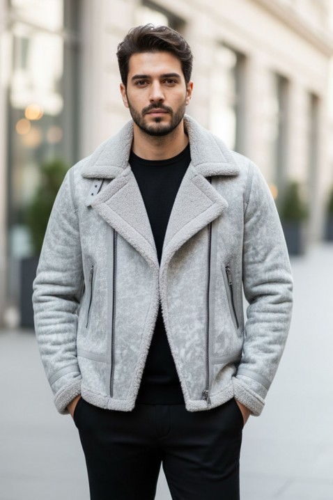 Ανδρικό μπουφάν BERMENGO, Χρώμα: ανοιχτό γκρι, IVET.EU - Εκπτώσεις έως -80%