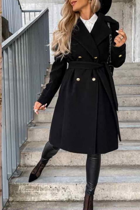 Παλτό MOIFELDA BLACK, Χρώμα: μαύρο, IVET.EU - Εκπτώσεις έως -80%