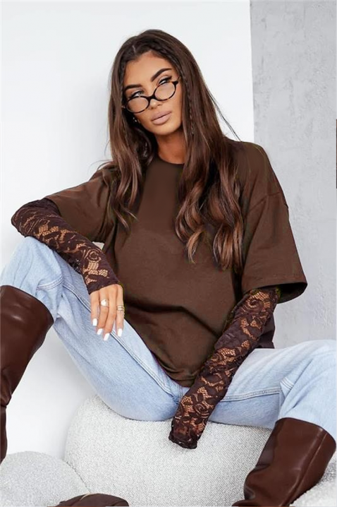 Γυναικεία μπλούζα CALIOPA BROWN, Χρώμα: καφέ, IVET.EU - Εκπτώσεις έως -80%