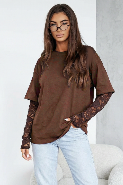 Γυναικεία μπλούζα CALIOPA BROWN, Χρώμα: καφέ, IVET.EU - Εκπτώσεις έως -80%