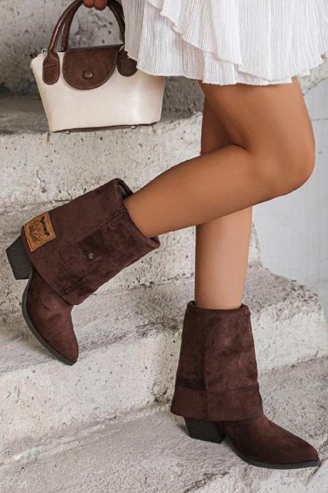 Γυναικεία μποτάκια ALMERJA BROWN, Χρώμα: καφέ, IVET.EU - Εκπτώσεις έως -80%