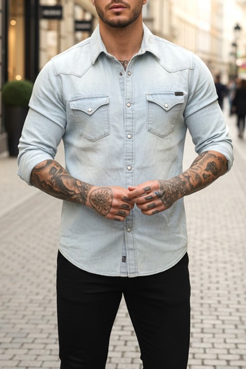 Ανδρικό πουκάμισο TORMER SKY, Χρώμα: Γαλάζιο, IVET.EU - Εκπτώσεις έως -80%