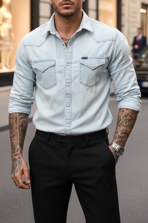 Ανδρικό πουκάμισο TORMER SKY, Χρώμα: Γαλάζιο, IVET.EU - Εκπτώσεις έως -80%