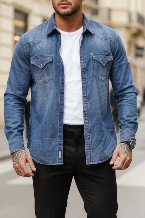 Ανδρικό πουκάμισο TORMER BLUE, Χρώμα: μπλε, IVET.EU - Εκπτώσεις έως -80%