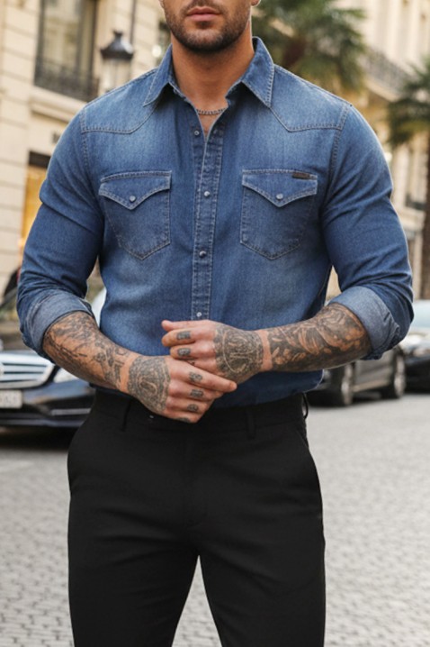 Ανδρικό πουκάμισο TORMER BLUE, Χρώμα: μπλε, IVET.EU - Εκπτώσεις έως -80%