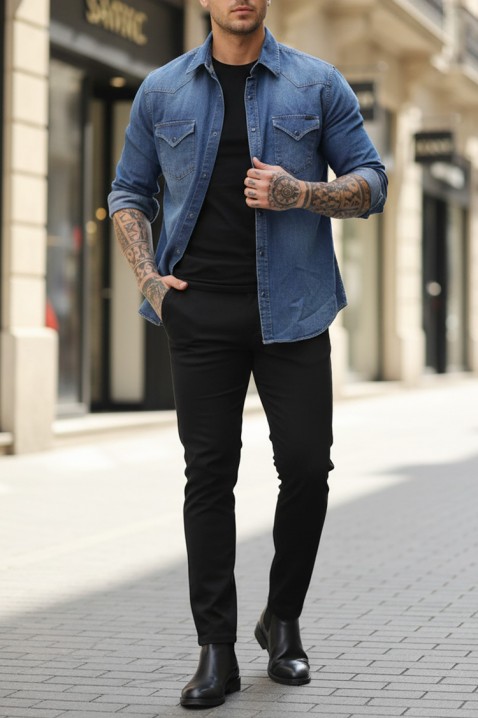 Ανδρικό πουκάμισο TORMER BLUE, Χρώμα: μπλε, IVET.EU - Εκπτώσεις έως -80%