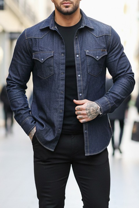 Ανδρικό πουκάμισο TORMER INDIGO, Χρώμα: λουλακί, IVET.EU - Εκπτώσεις έως -80%