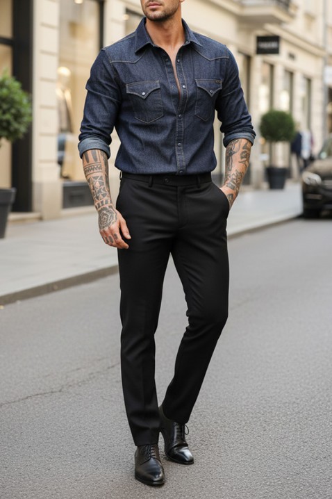 Ανδρικό πουκάμισο TORMER INDIGO, Χρώμα: λουλακί, IVET.EU - Εκπτώσεις έως -80%