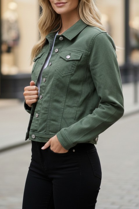 Τζιν μπουφάν KALBA KHAKI, Χρώμα: χακί, IVET.EU - Εκπτώσεις έως -80%