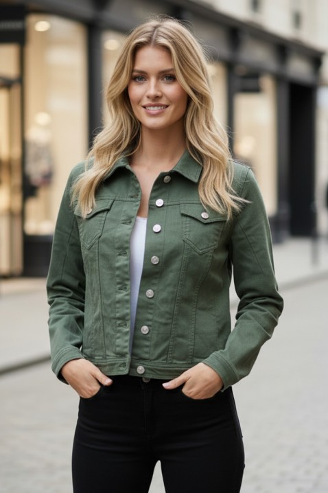 Τζιν μπουφάν KALBA KHAKI, Χρώμα: χακί, IVET.EU - Εκπτώσεις έως -80%