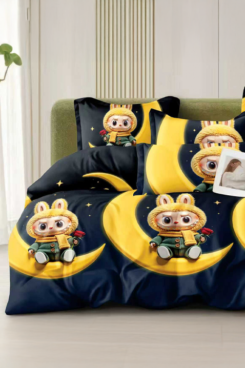 Σετ κρεβατοκάμαρας LABUBU BLACK 160x200 cm βαμβακερό - 4 τεμ., Χρώμα: μαύρο, IVET.EU - Εκπτώσεις έως -80%