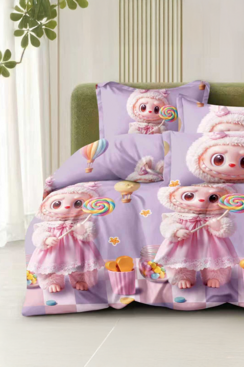 Σετ κρεβατοκάμαρας LABUBU LILA 160x200 cm βαμβακερό - 4 τεμ., Χρώμα: μωβ, IVET.EU - Εκπτώσεις έως -80%