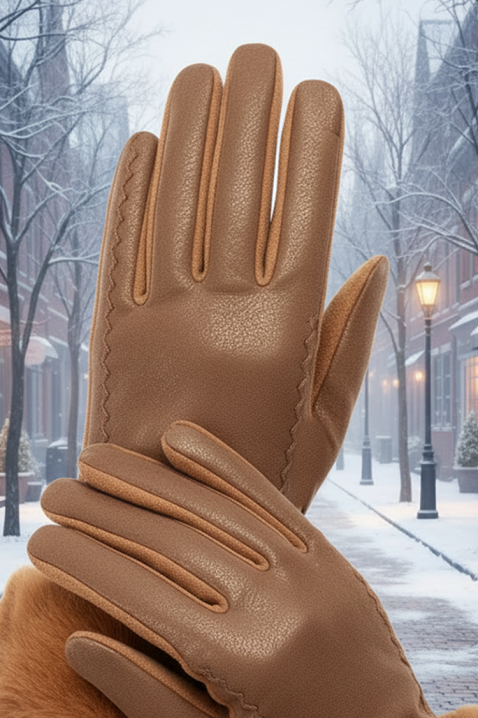 Γυναικεία γάντια POLIARZA CAMEL, Χρώμα: ανοιχτό καφέ, IVET.EU - Εκπτώσεις έως -80%