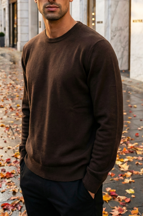 Ανδρικό πουλόβερ MILFIN BROWN, Χρώμα: καφέ, IVET.EU - Εκπτώσεις έως -80%