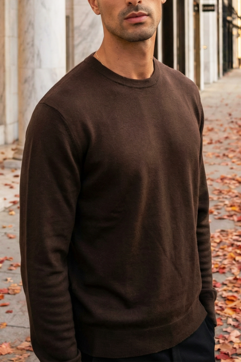 Ανδρικό πουλόβερ MILFIN BROWN, Χρώμα: καφέ, IVET.EU - Εκπτώσεις έως -80%