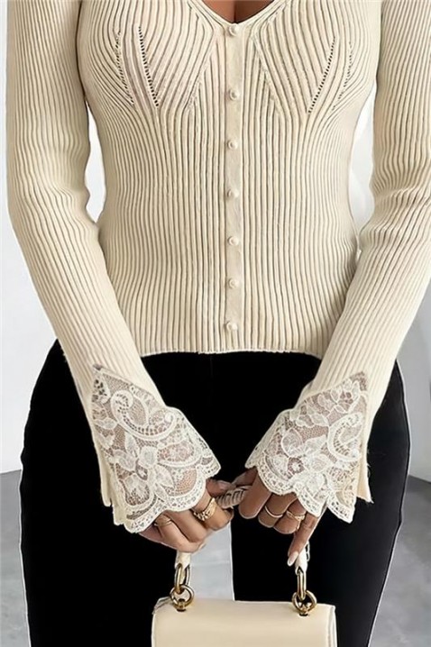 Γυναικεία μπλούζα ZLOVELDA ECRU, Χρώμα: εκρού, IVET.EU - Εκπτώσεις έως -80%