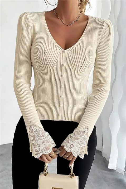 Γυναικεία μπλούζα ZLOVELDA ECRU, Χρώμα: εκρού, IVET.EU - Εκπτώσεις έως -80%