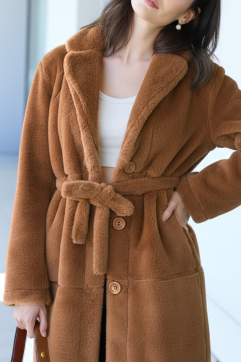 Παλτό DOLEZIMA BROWN, Χρώμα: καφέ, IVET.EU - Εκπτώσεις έως -80%