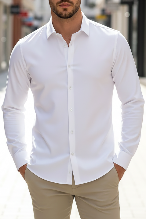 Ανδρικό πουκάμισο FERIZO WHITE, Χρώμα: άσπρο, IVET.EU - Εκπτώσεις έως -80%