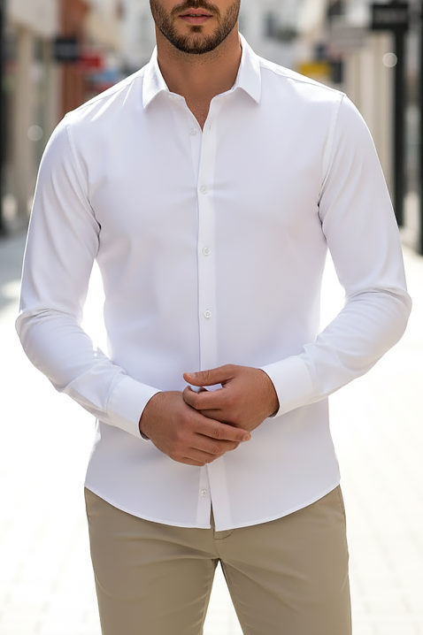 Ανδρικό πουκάμισο FERIZO WHITE, Χρώμα: άσπρο, IVET.EU - Εκπτώσεις έως -80%