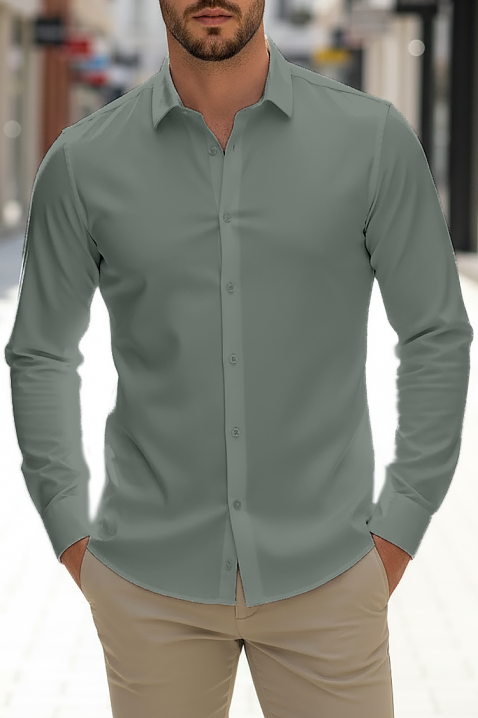 Ανδρικό πουκάμισο FERIZO KHAKI, Χρώμα: χακί, IVET.EU - Εκπτώσεις έως -80%