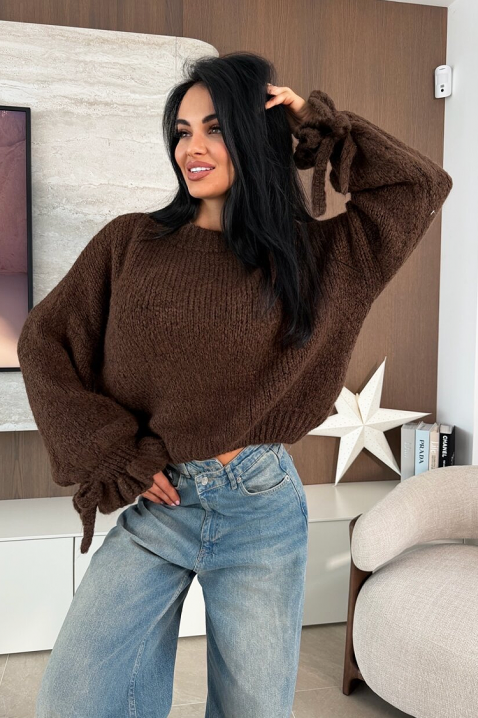 Πουλόβερ ZARELDA BROWN, Χρώμα: καφέ, IVET.EU - Εκπτώσεις έως -80%