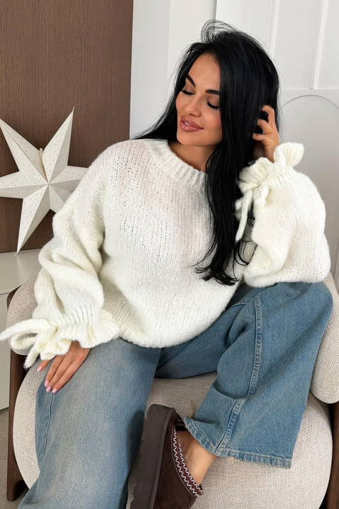 Πουλόβερ ZARELDA WHITE, Χρώμα: άσπρο, IVET.EU - Εκπτώσεις έως -80%