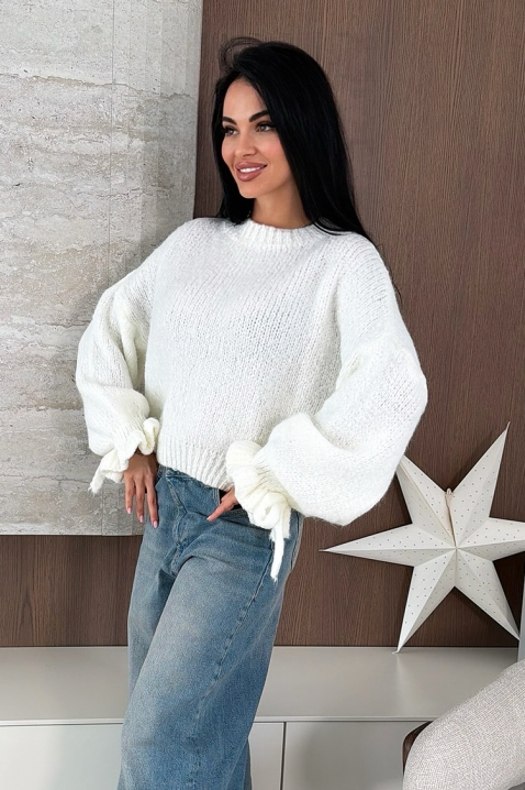 Πουλόβερ ZARELDA WHITE, Χρώμα: άσπρο, IVET.EU - Εκπτώσεις έως -80%