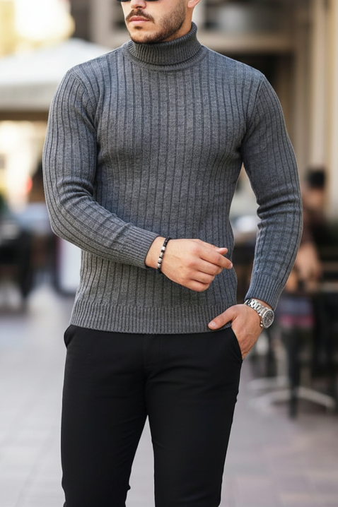 Ανδρικό πουλόβερ RACHERO GRAFIT, Χρώμα: γραφίτης, IVET.EU - Εκπτώσεις έως -80%